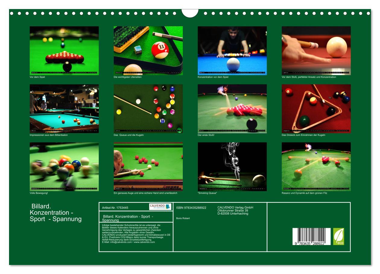 Bild: 9783435288922 | Billard. Konzentration - Sport - Spannung (Wandkalender 2025 DIN A3...