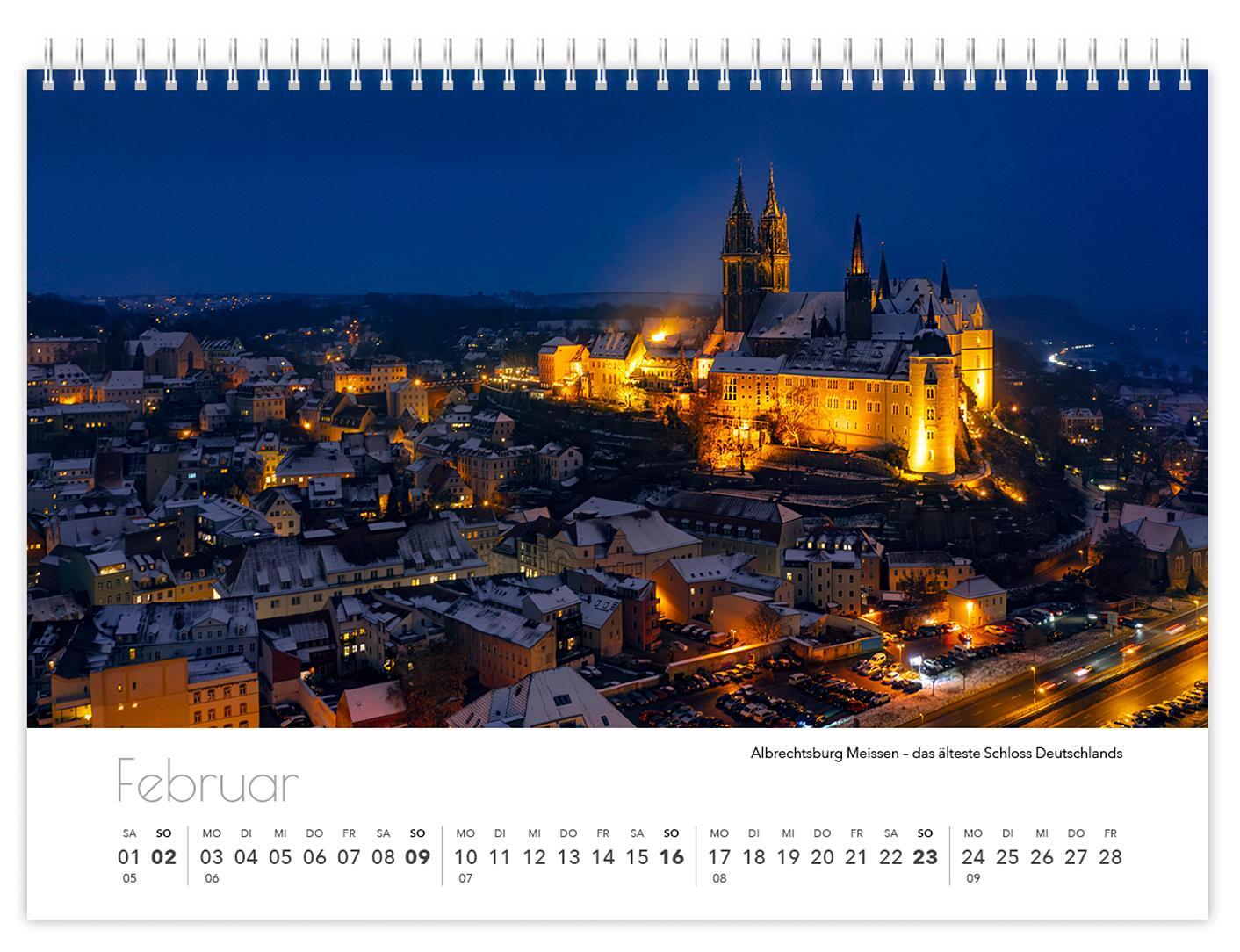 Bild: 9783910680821 | Kalender Sachsen von oben kompakt 2025 | 21 x 15 cm weißes Kalendarium