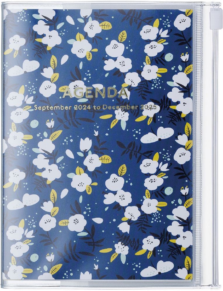 Cover: 4550045127591 | MARK'S 2024/2025 Taschenkalender A6 vertikal, Flower Pattern, Navy