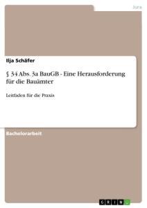 Cover: 9783346173294 | § 34 Abs. 3a BauGB - Eine Herausforderung für die Bauämter | Schäfer