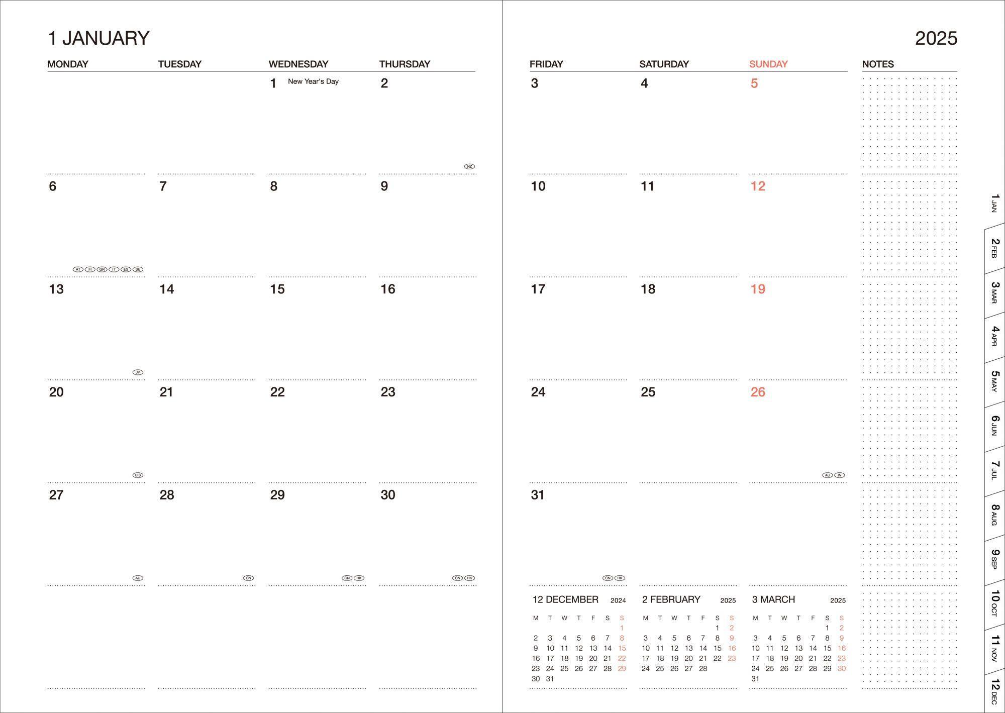 Bild: 4550045127973 | MARK'S 2024/2025 Taschenkalender A5 vertikal, Dots, Mint | MARK'S Inc.