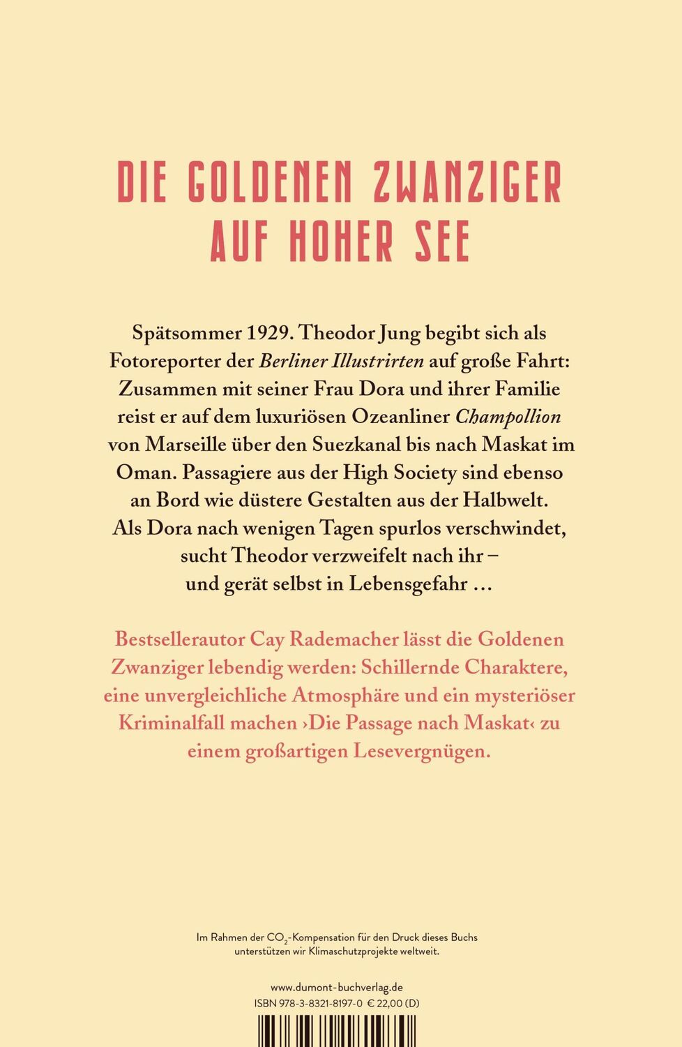 Rückseite: 9783832181970 | Die Passage nach Maskat | Kriminalroman | Cay Rademacher | Buch | 2022