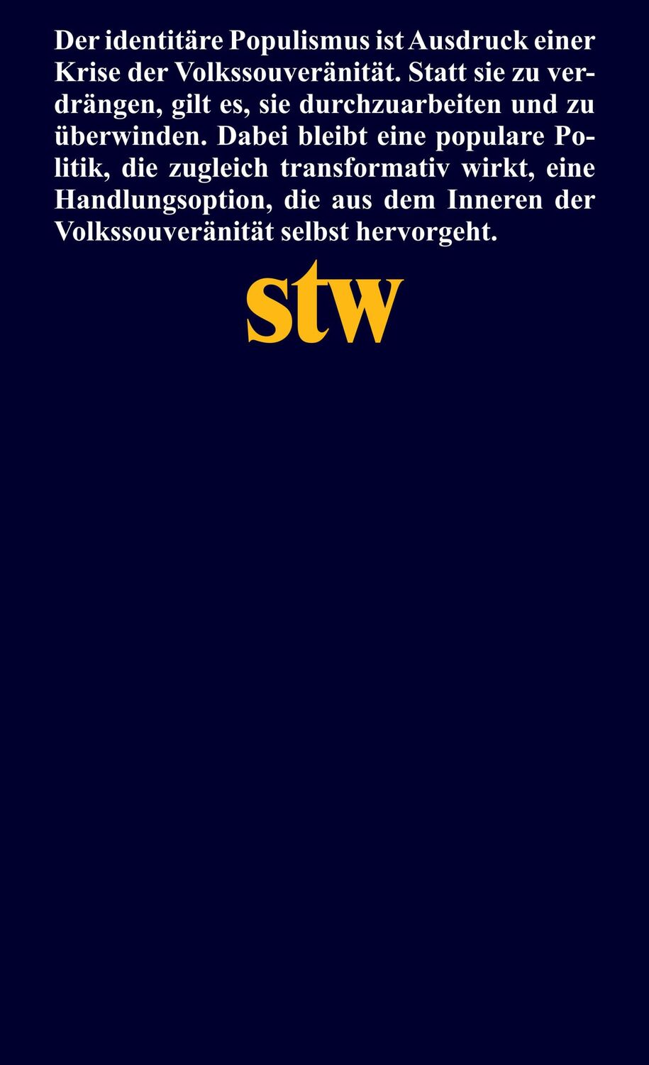 Rückseite: 9783518300527 | Volk und Elite | Eine Gesellschaftstheorie des Populismus | Möller