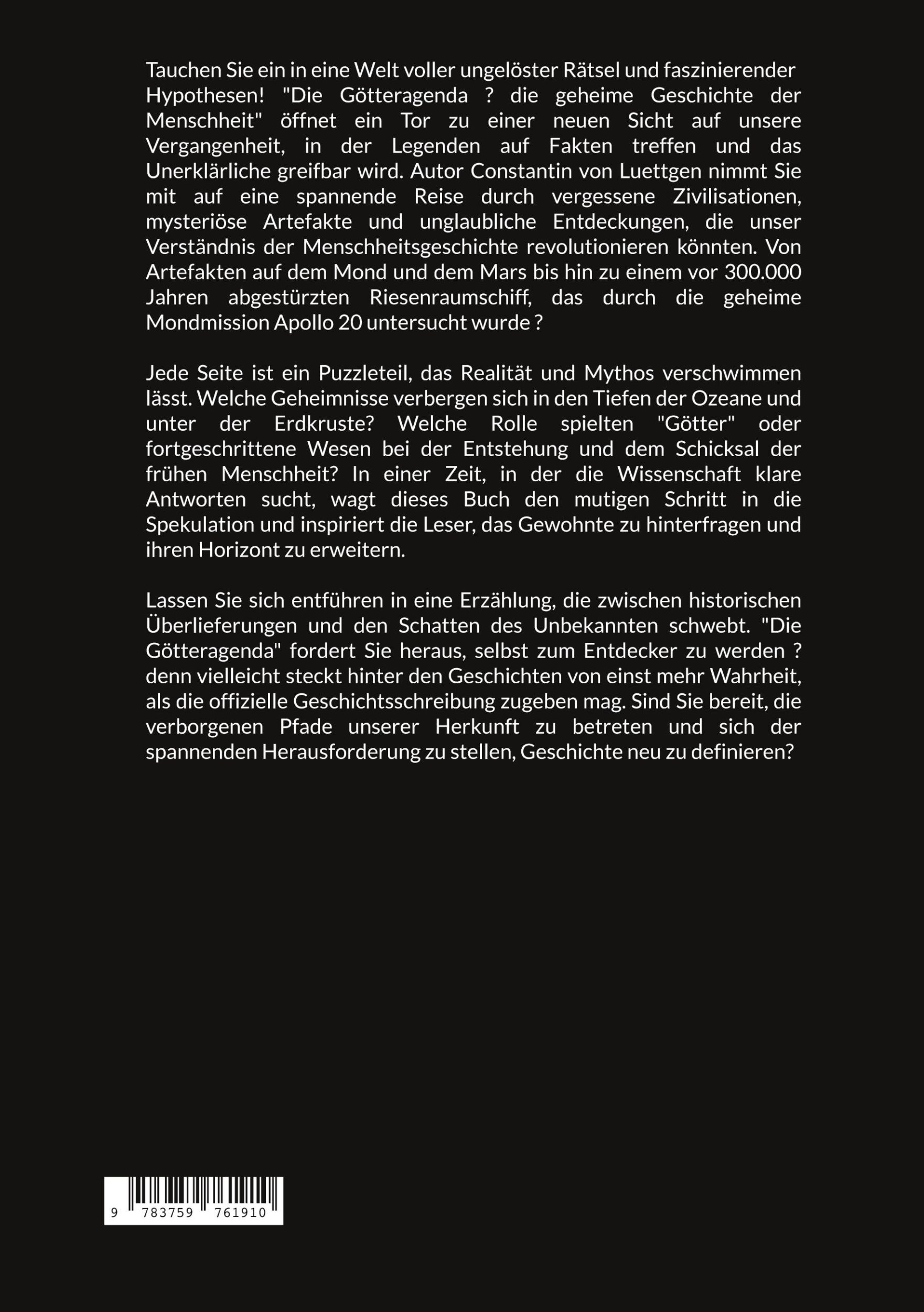 Rückseite: 9783759761910 | Die Götteragenda - Die geheime Geschichte der Menschheit | Luettgen