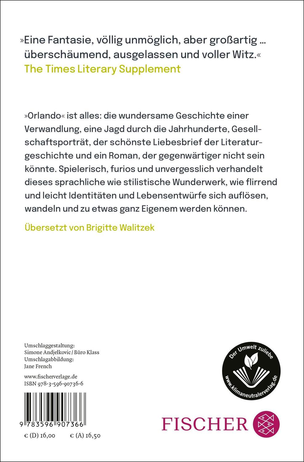 Rückseite: 9783596907366 | Orlando | Eine Biographie | Virginia Woolf | Taschenbuch | 304 S.