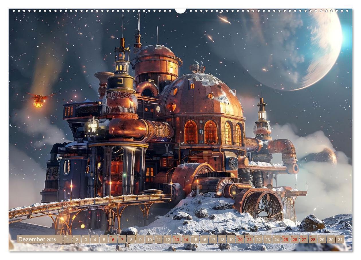 Bild: 9783435652570 | Steampunk im Weltall (Wandkalender 2025 DIN A2 quer), CALVENDO...