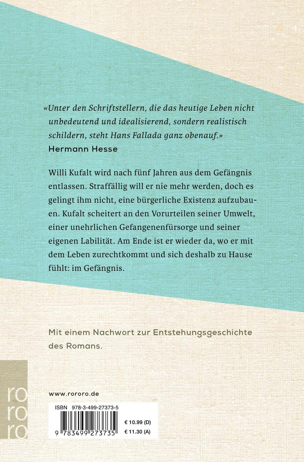 Rückseite: 9783499273735 | Wer einmal aus dem Blechnapf frisst | Hans Fallada | Taschenbuch