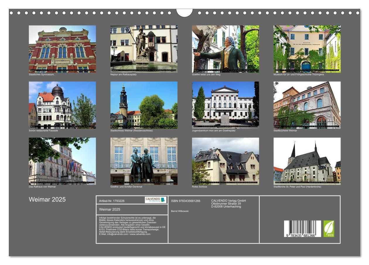 Bild: 9783435681266 | Weimar 2025 (Wandkalender 2025 DIN A3 quer), CALVENDO Monatskalender