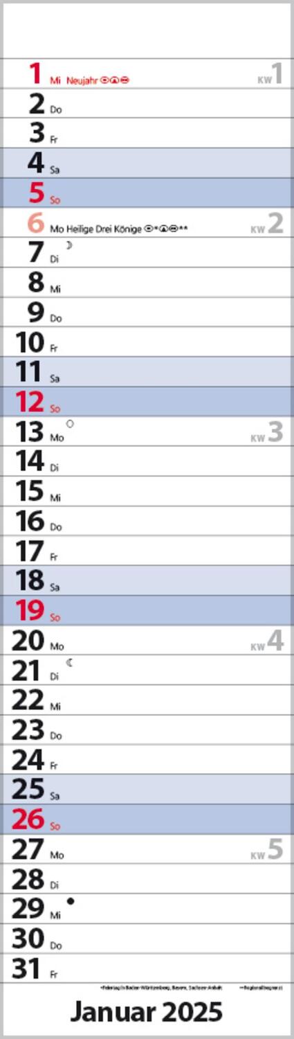 Bild: 9783731882749 | Streifenplaner Mini Blau 2025 | Verlag Korsch | Kalender | 13 S.