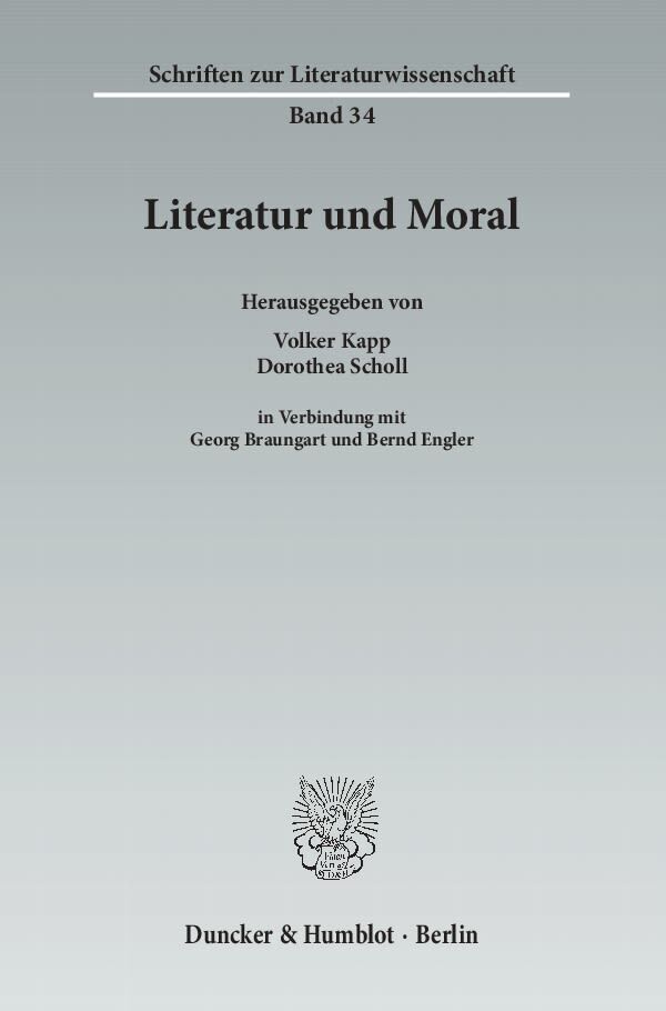 Cover: 9783428136605 | Literatur und Moral. | Volker Kapp (u. a.) | Taschenbuch | 582 S.