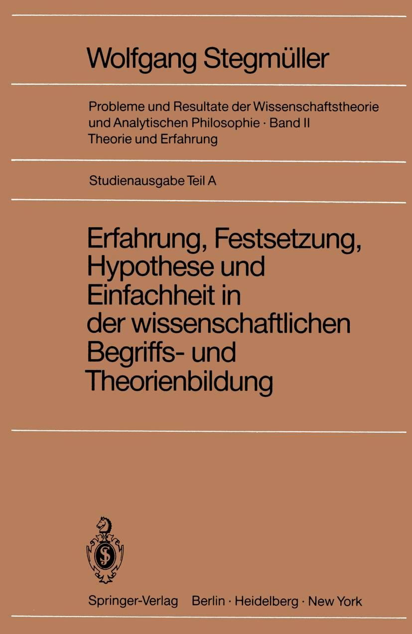 Cover: 9783540050193 | Erfahrung, Festsetzung, Hypothese und Einfachheit in der...