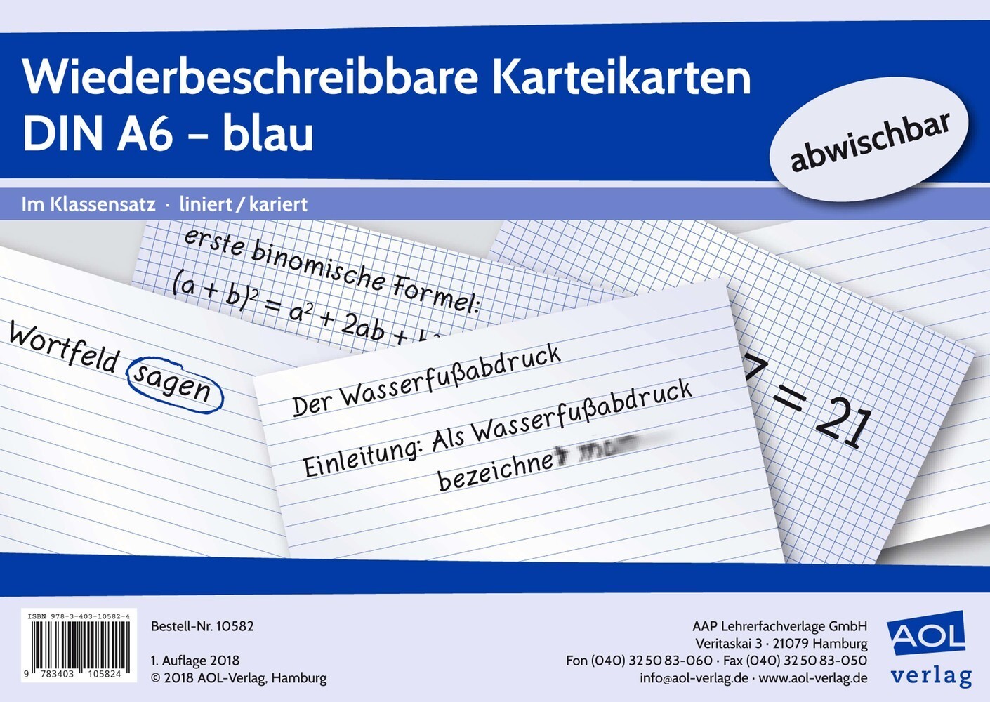 Cover: 9783403105824 | Wiederbeschreibbare Karteikarten DIN A6 - blau | Box | 2018 | Scolix