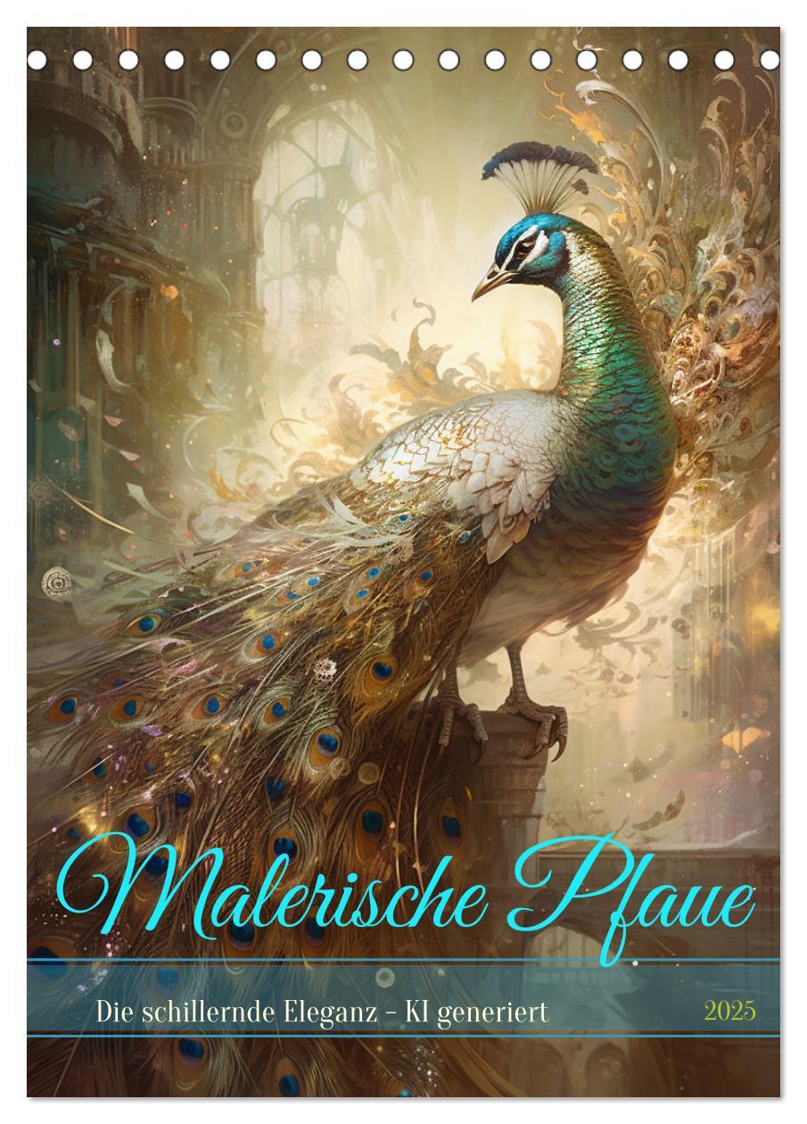 Cover: 9783435860203 | Malerische Pfaue (Tischkalender 2025 DIN A5 hoch), CALVENDO...