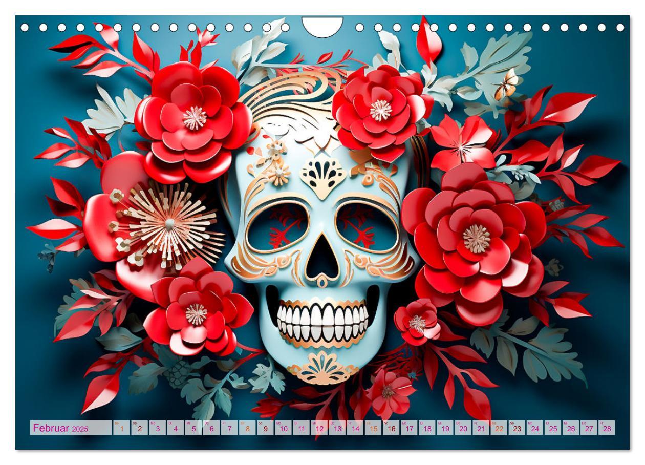 Bild: 9783383854507 | Skull Flower - Totenkopf ART (Wandkalender 2025 DIN A4 quer),...