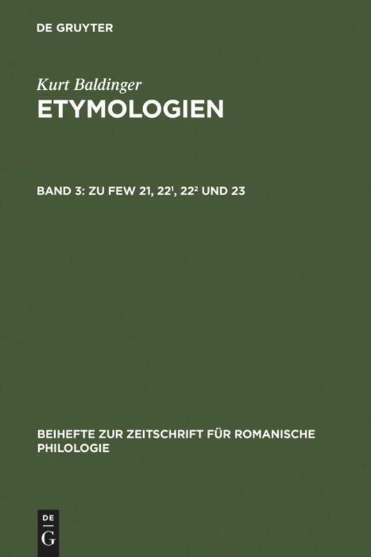 Cover: 9783484523159 | Zu FEW 21, 22¹, 22² und 23 | Kurt Baldinger | Buch | ISSN | IX | 2003