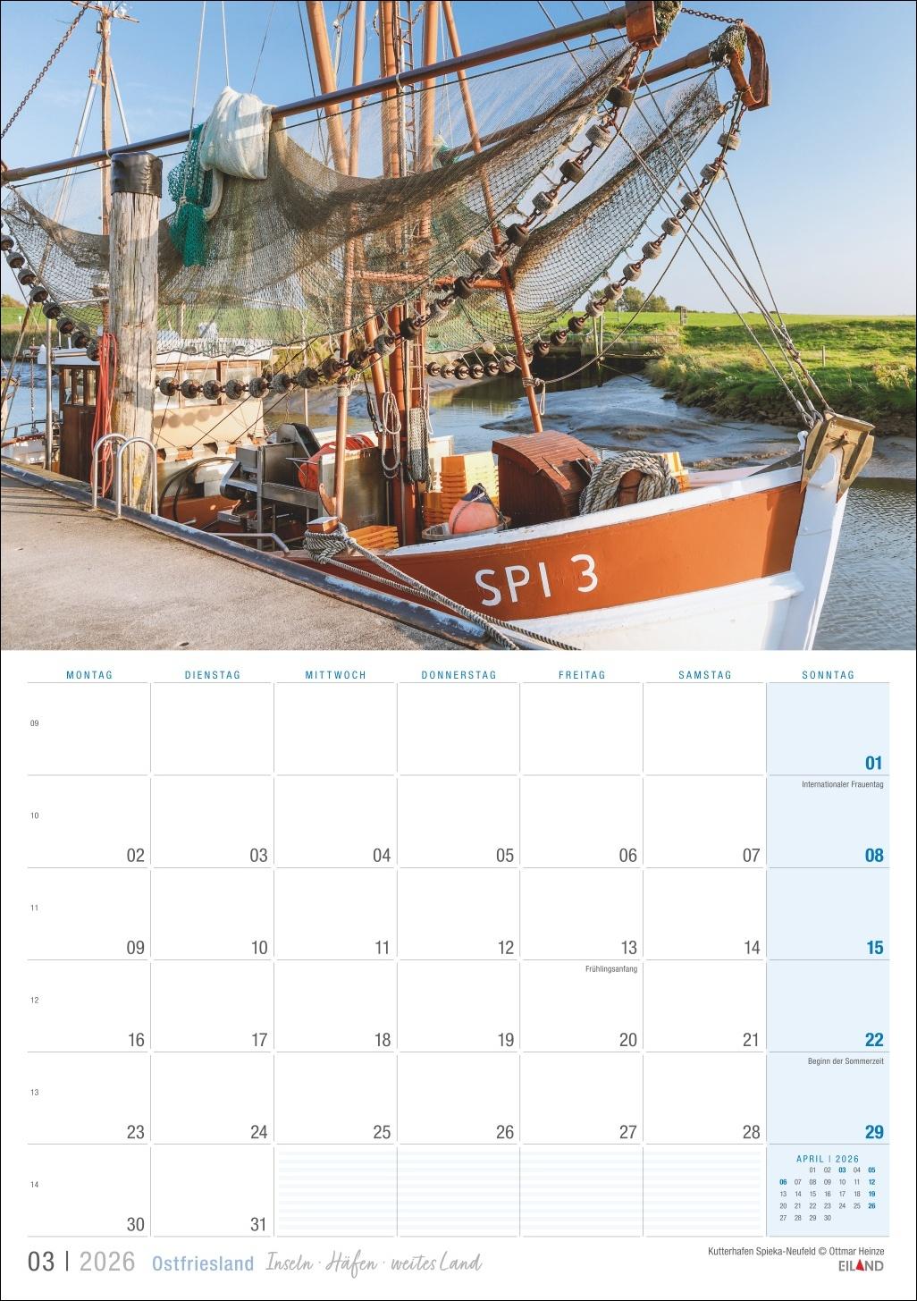 Bild: 9783964023926 | Ostfriesland Kalender 2026 - Inseln · Häfen · weites Land | Eiland