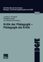 Cover: 9783810040299 | Kritik der Pädagogik ¿ Pädagogik als Kritik | Ludwig Pongratz (u. a.)