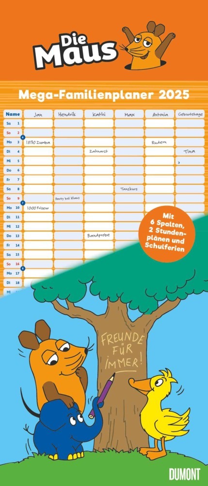 Cover: 4250809653105 | DUMONT - Die Maus 2025 Mega-Familienplaner, 30x70cm, Kalender mit 6...