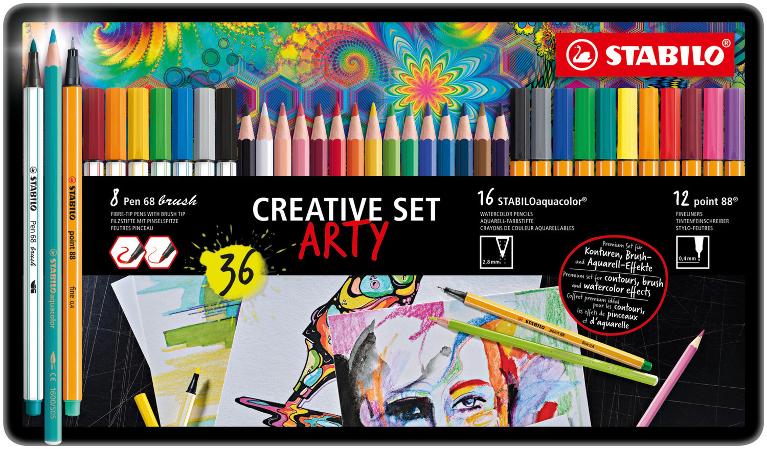 Cover: 4006381582681 | STABILO point 88/Pen 68 brush/aquacolor ARTY 36er Metalletui | Stück