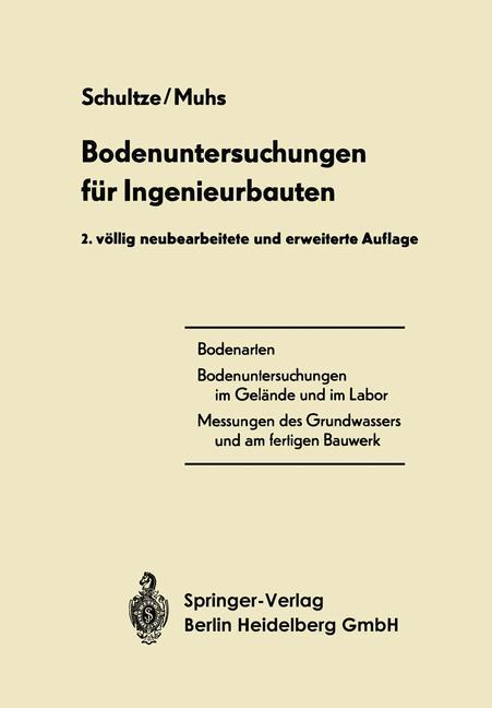 Cover: 9783662112632 | Bodenuntersuchungen für Ingenieurbauten | Heinz Muhs (u. a.) | Buch