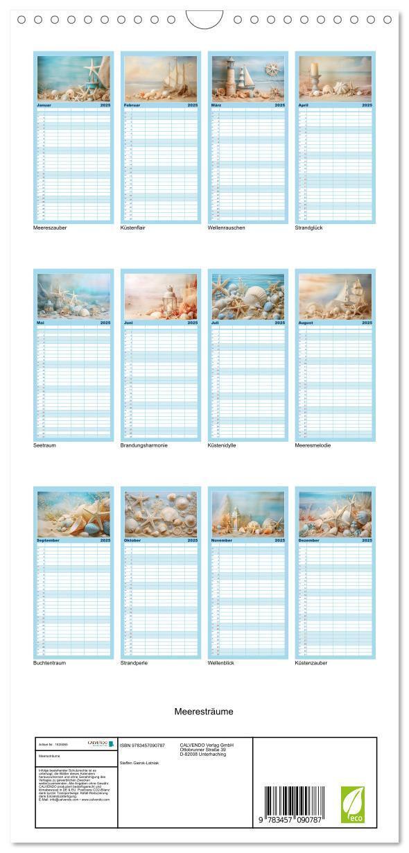 Bild: 9783457090787 | Familienplaner 2025 - Meeresträume mit 5 Spalten (Wandkalender, 21...