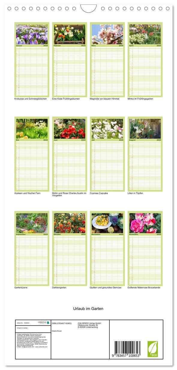 Bild: 9783457100653 | Familienplaner 2025 - Urlaub im Garten mit 5 Spalten (Wandkalender,...