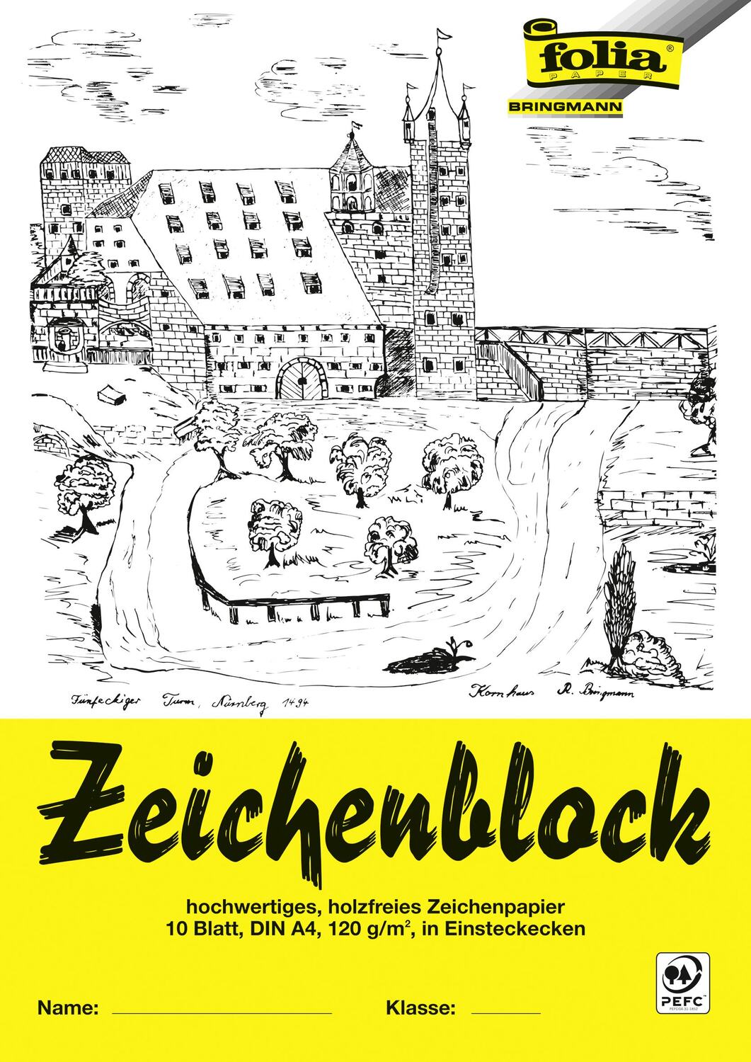 Cover: 4001868081046 | Folia Zeichenblock mit Leinenecken 120g/m² DIN A4, 10 Blatt, weiß