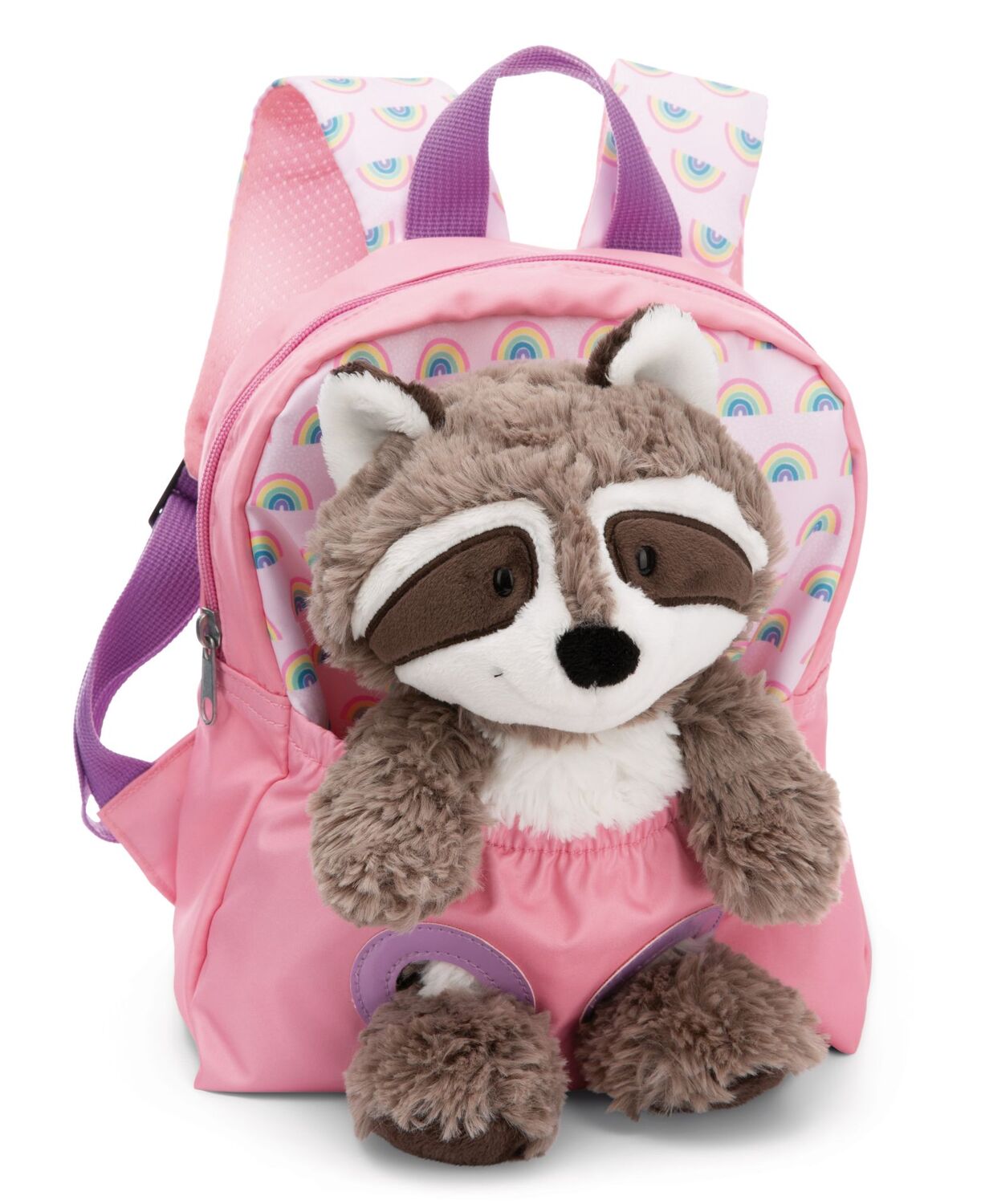 Cover: 4012390498455 | Nici 49845 Rucksack mit Plüschtier 21x26cm Waschbär 25cm rosa | 49845