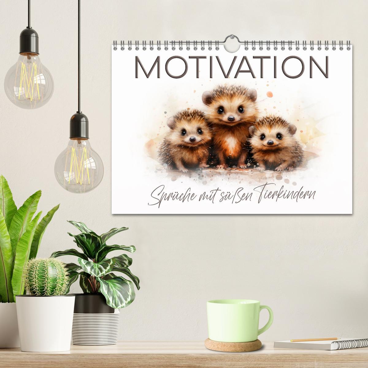 Bild: 9783383843877 | MOTIVATION Sprüche mit süßen Tierkindern (Wandkalender 2025 DIN A4...