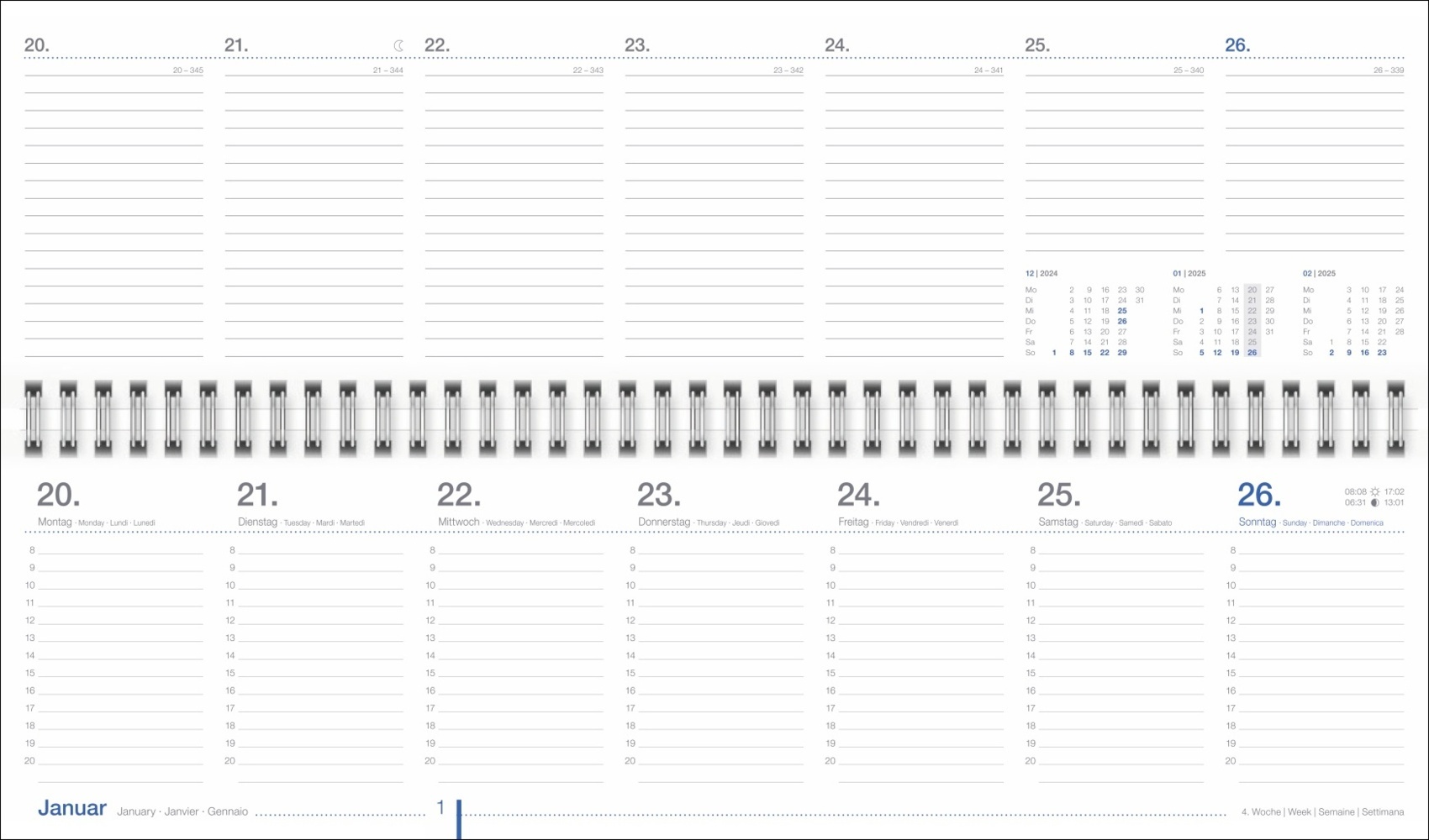 Bild: 9783756406500 | Wochenquerplaner, blau 2025 | Kalender | Spiralbindung | 128 S. | 2025