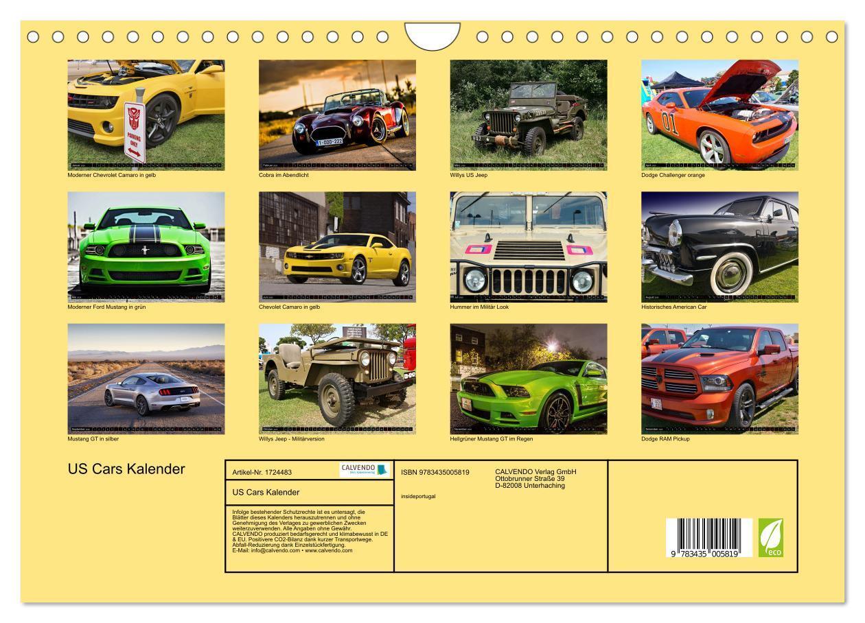 Bild: 9783435005819 | US Cars Kalender (Wandkalender 2025 DIN A4 quer), CALVENDO...