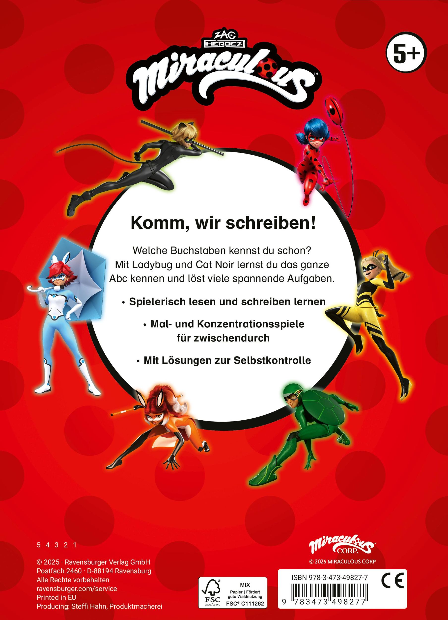 Rückseite: 9783473498277 | Miraculous Mein Vorschulblock Lesen und Schreiben - Konzentration,...