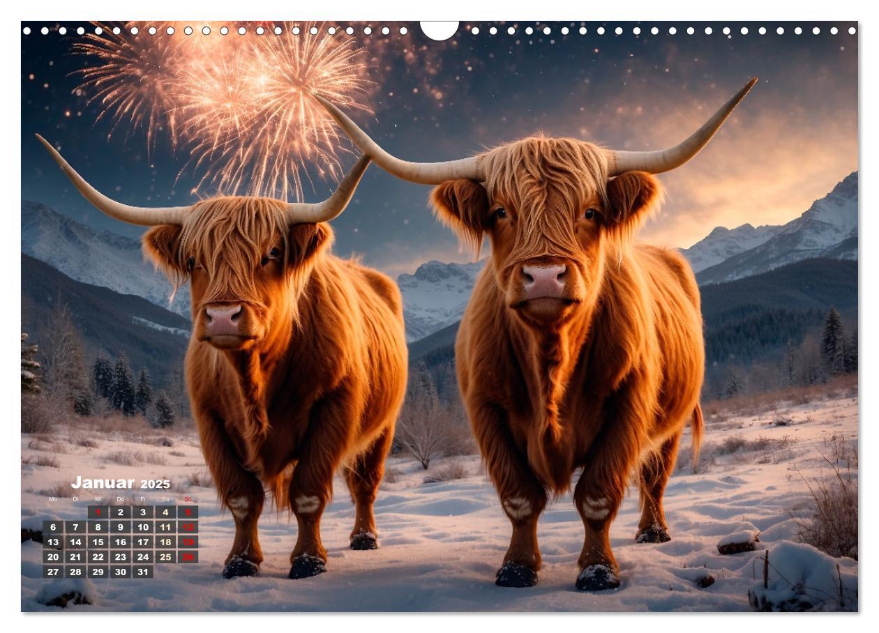 Bild: 9783383840067 | Highland Kühe (Wandkalender 2025 DIN A3 quer), CALVENDO Monatskalender