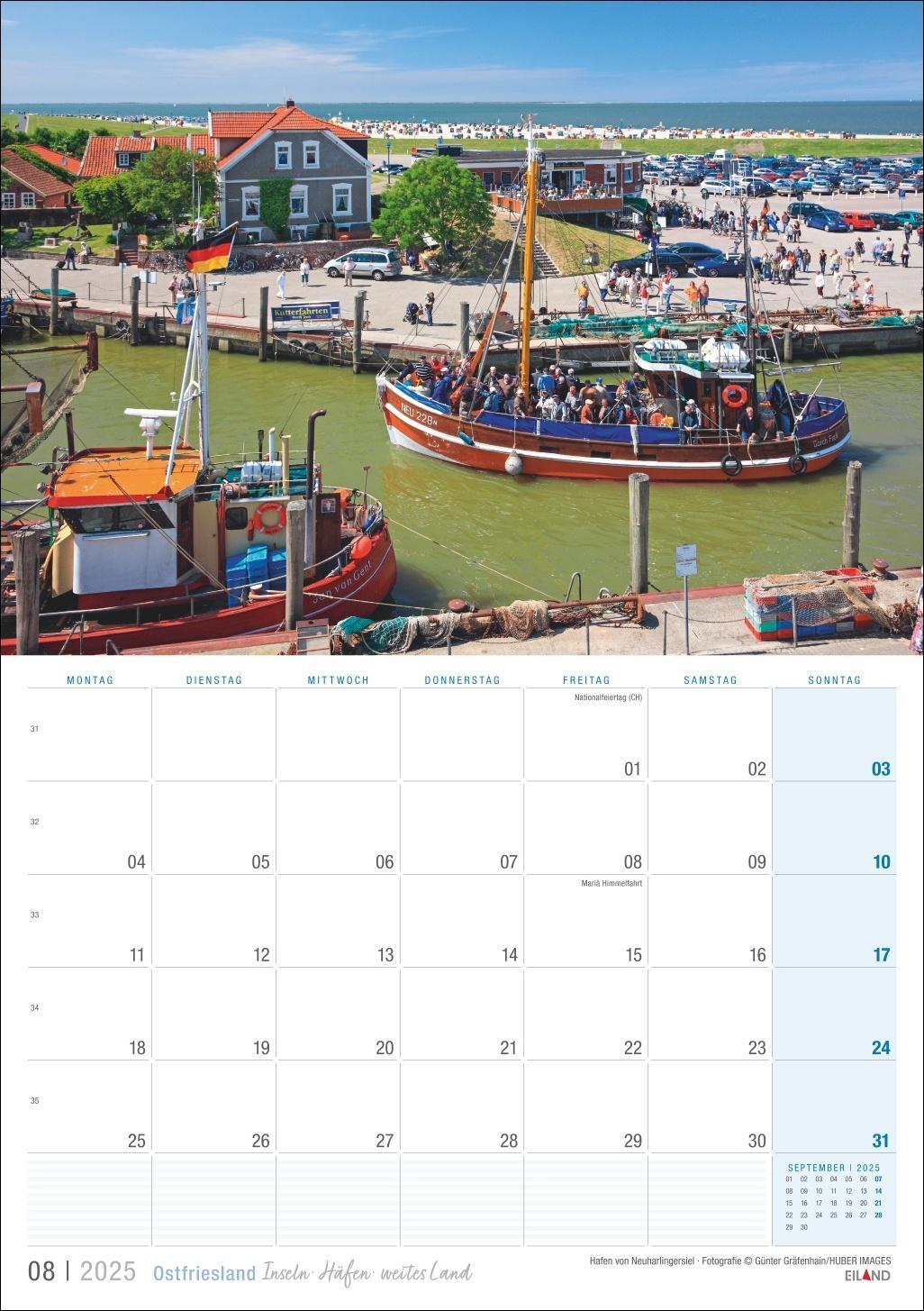 Bild: 9783964023469 | Ostfriesland Kalender 2025 - Inseln · Häfen · weites Land | Eiland