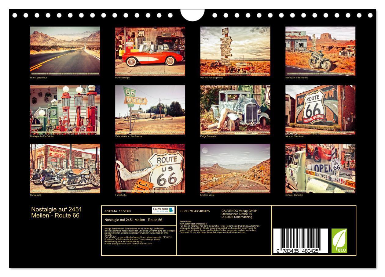 Bild: 9783435480425 | Nostalgie auf 2451 Meilen - Route 66 (Wandkalender 2025 DIN A4...