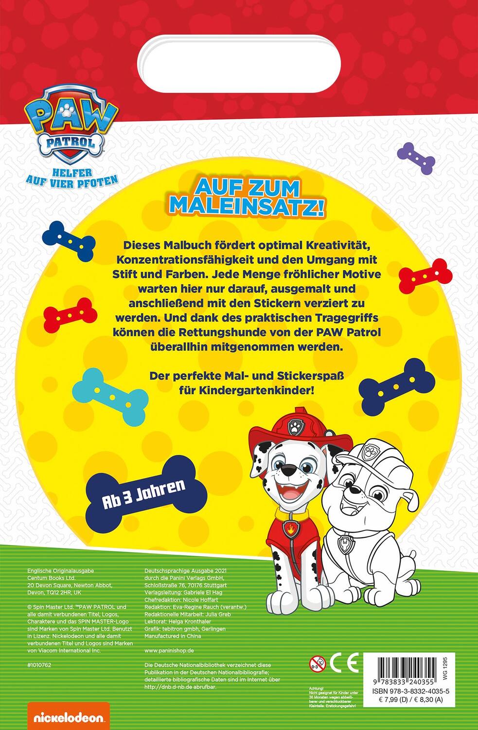 Rückseite: 9783833240355 | PAW Patrol: Großer Malspaß mit den Fellfreunden | Taschenbuch | 96 S.