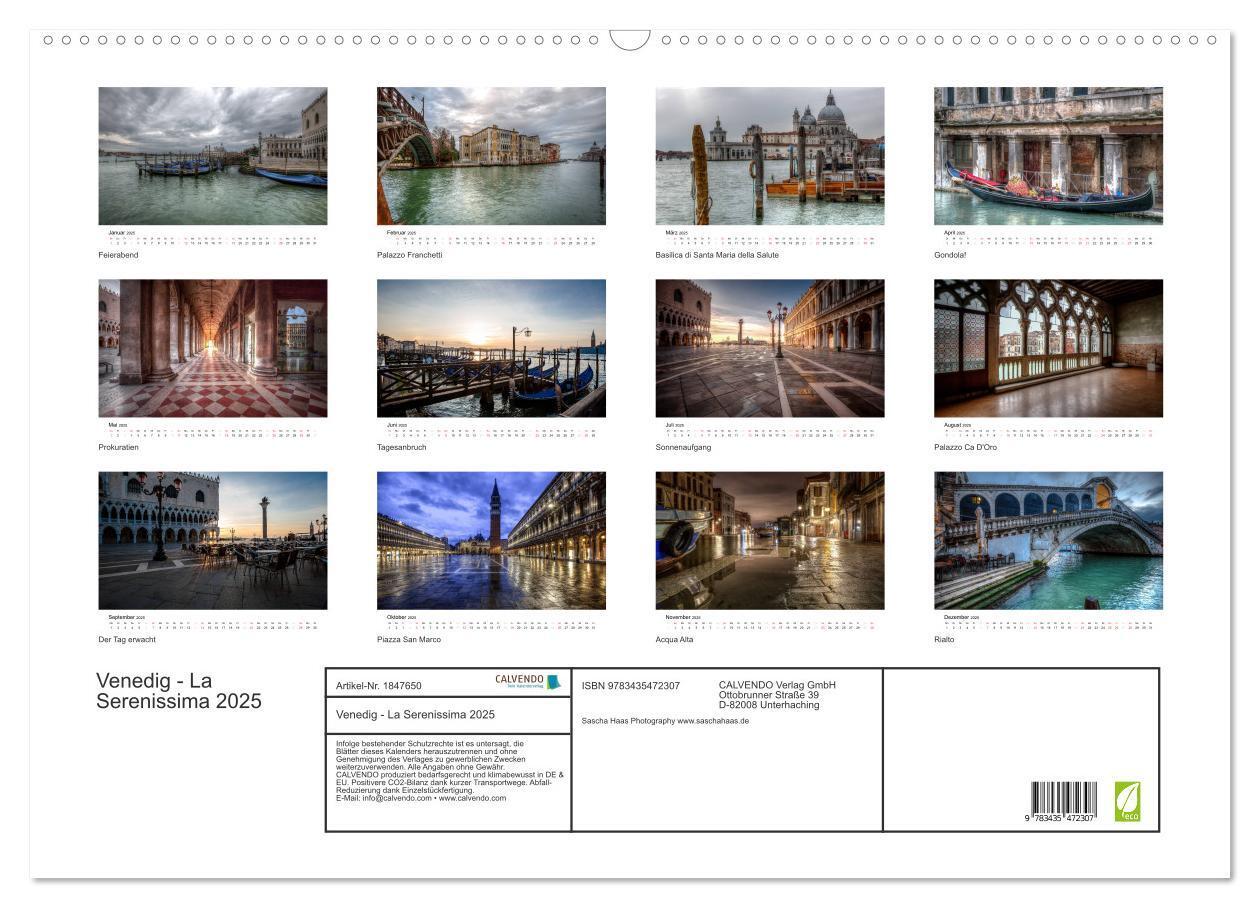 Bild: 9783435472307 | Venedig - La Serenissima 2025 (Wandkalender 2025 DIN A2 quer),...