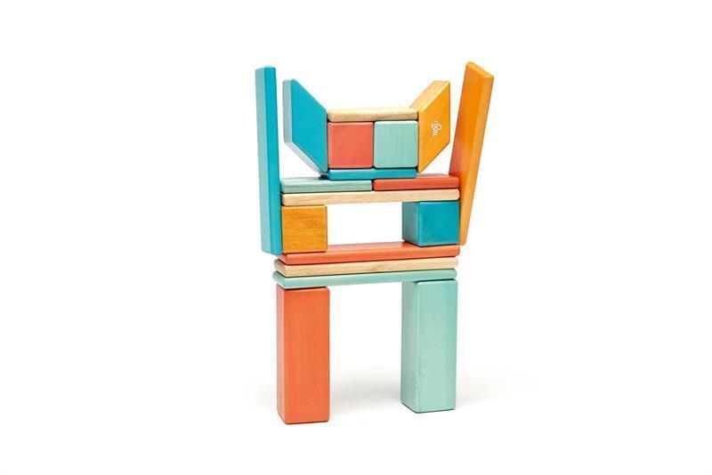 Bild: 853606003896 | 24 Magnetische Holzbausteine orange blau | Stück | 2021 | tegu