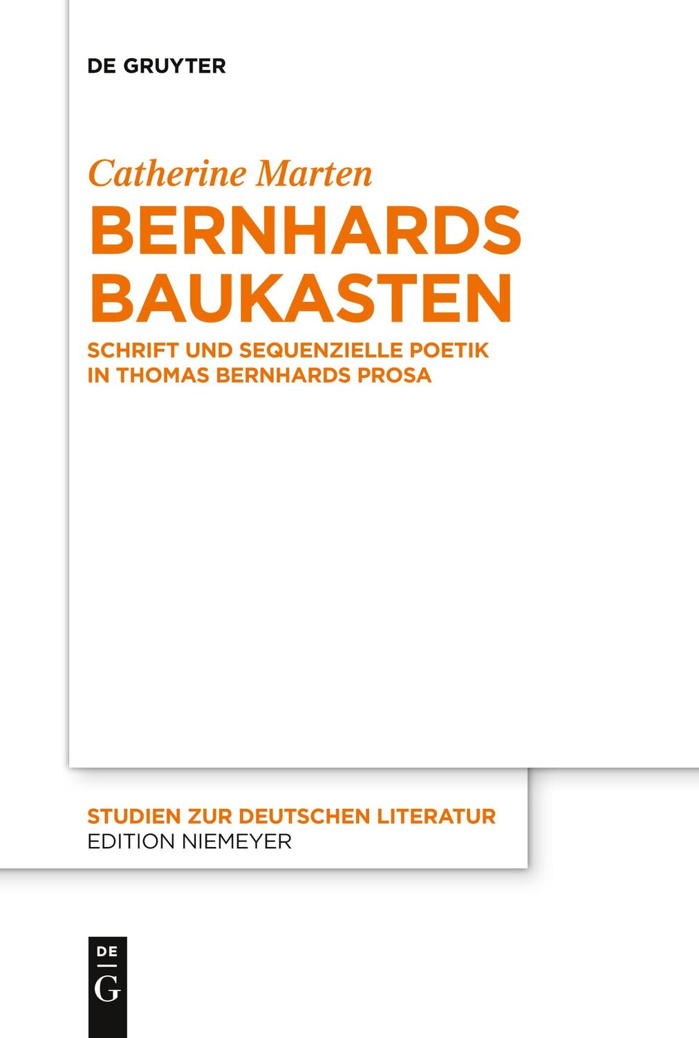 Cover: 9783110709032 | Bernhards Baukasten | Catherine Marten | Taschenbuch | ISSN | XI