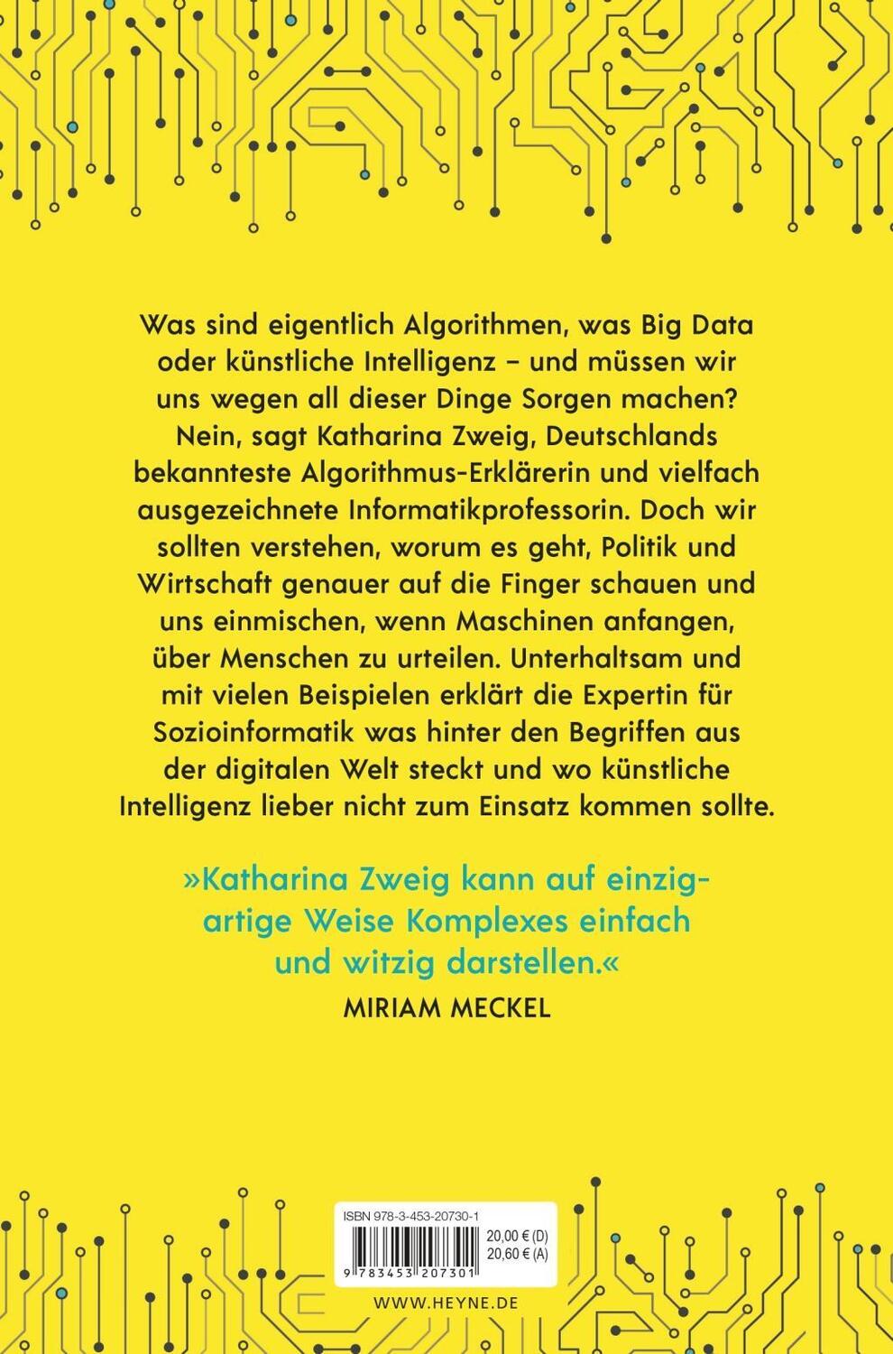 Bild: 9783453207301 | Ein Algorithmus hat kein Taktgefühl | Katharina Zweig | Taschenbuch