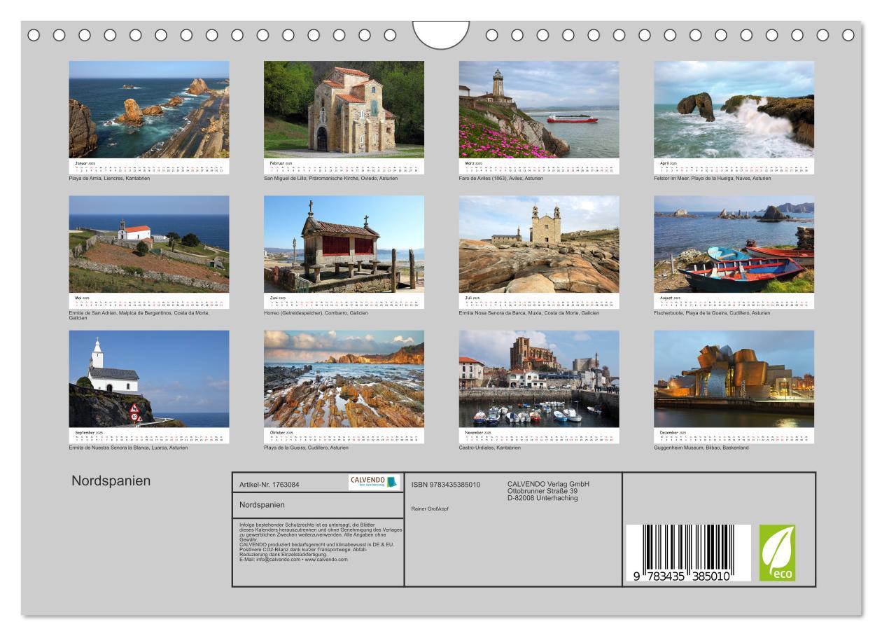 Bild: 9783435385010 | Nordspanien (Wandkalender 2025 DIN A4 quer), CALVENDO Monatskalender