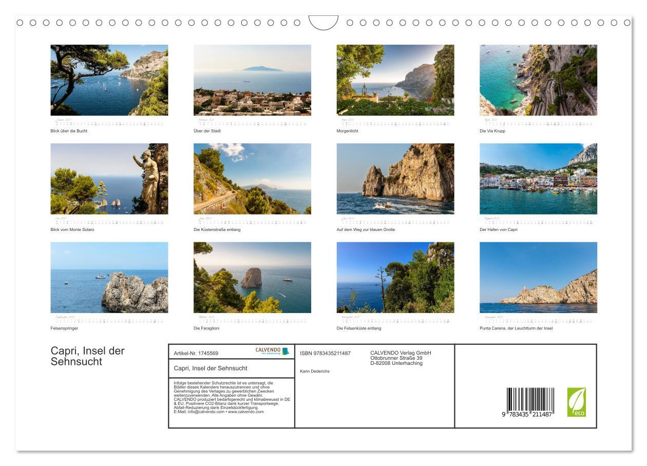 Bild: 9783435211487 | Capri, Insel der Sehnsucht (Wandkalender 2025 DIN A3 quer),...