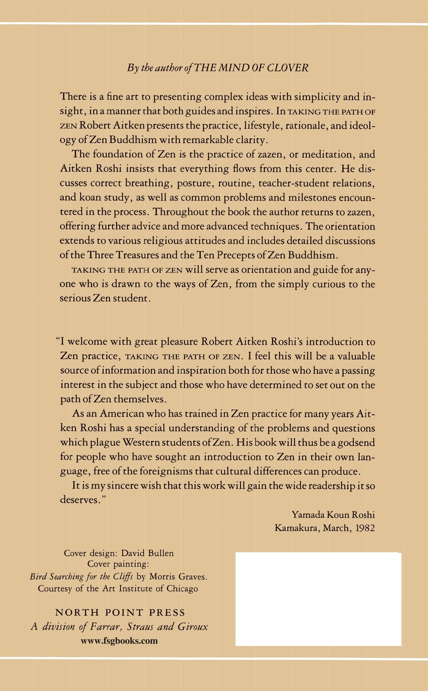 Rückseite: 9780865470804 | Taking the Path of Zen | Robert Aitken | Taschenbuch | Englisch | 1982