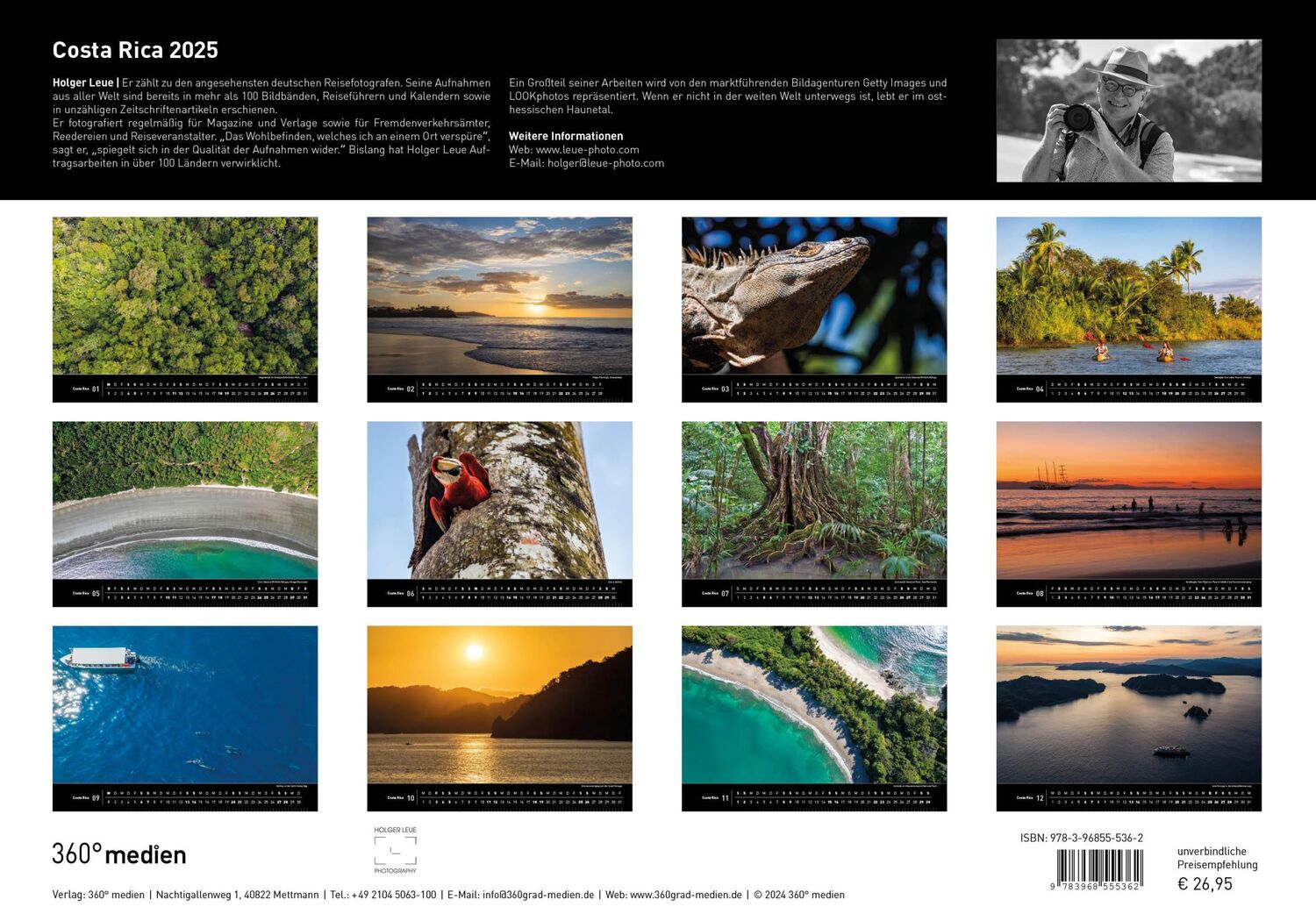 Bild: 9783968555362 | 360° Costa Rica Premiumkalender 2025 | Holger Leue | Kalender | 13 S.