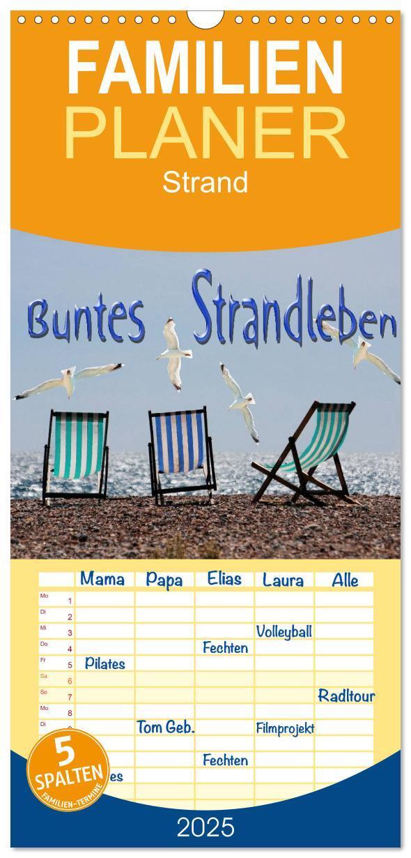 Cover: 9783457106594 | Familienplaner 2025 - Buntes Strandleben mit 5 Spalten...