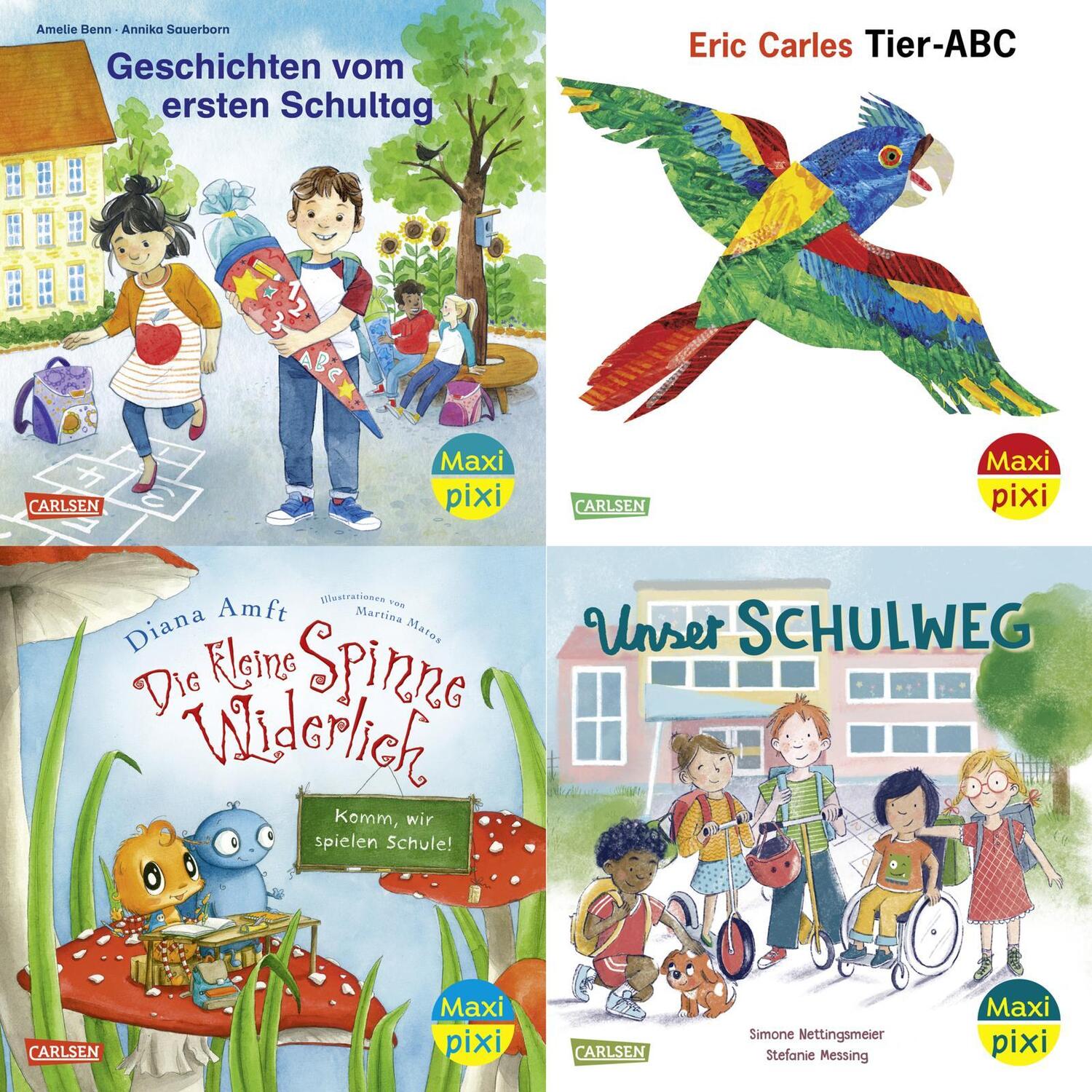 Cover: 9783551030740 | Maxi-Pixi-4er-Set 109: Komm mit in die Schule! (4x1 Exemplar) | Box