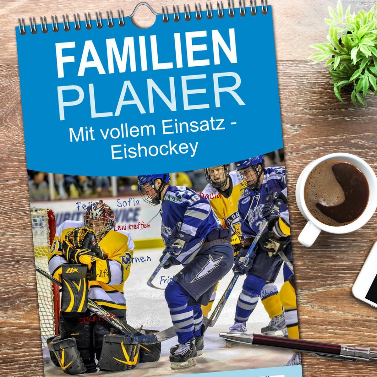 Bild: 9783457119310 | Familienplaner 2025 - Mit vollem Einsatz - Eishockey mit 5 Spalten...