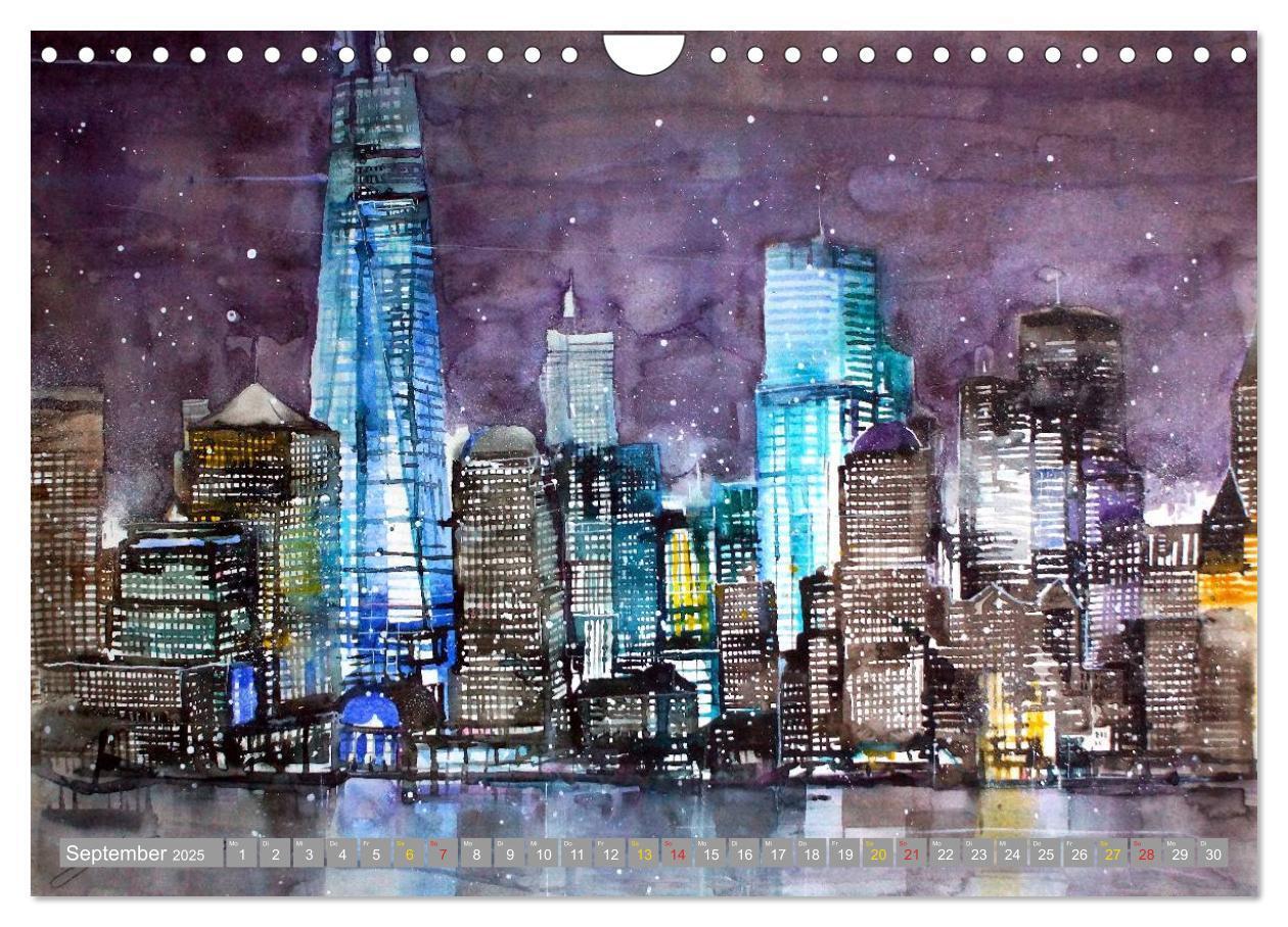 Bild: 9783435660636 | New York Watercolor Citylights (Wandkalender 2025 DIN A4 quer),...