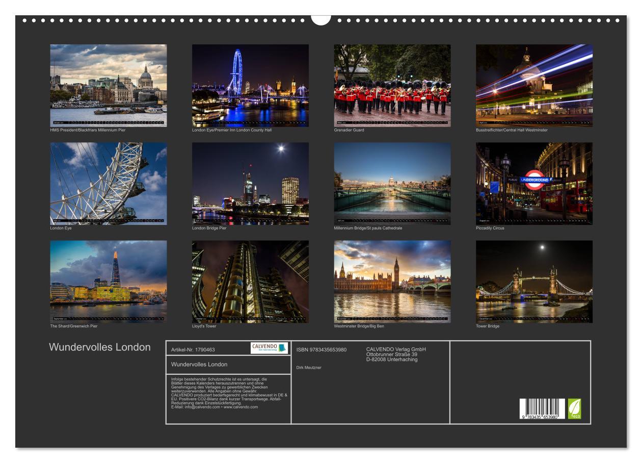 Bild: 9783435653980 | Wundervolles London (Wandkalender 2025 DIN A2 quer), CALVENDO...