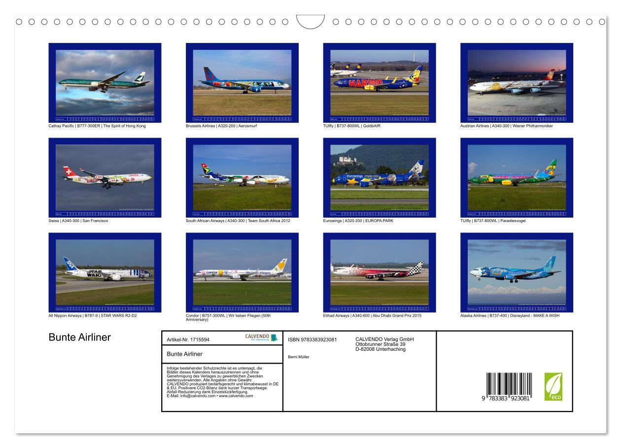 Bild: 9783383923081 | Bunte Airliner (Wandkalender 2025 DIN A3 quer), CALVENDO...